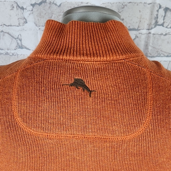 Tommy Bahama Reversible 1/2 Zip Sweater Burnt Orange Taupe Heather Size - Picture 7 of 13